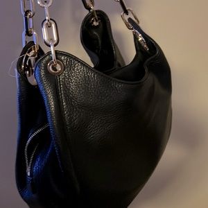 Michael Kors Fulton brand new black pebble leather bag with gold tone hardware.